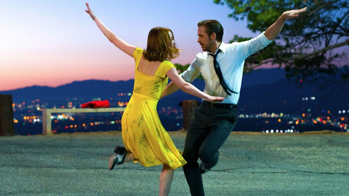 Ryan Gosling, right, and Emma Stone in a scene from, "La La Land." The Oscar-winning movie is the latest to help promote tourism to L.A.