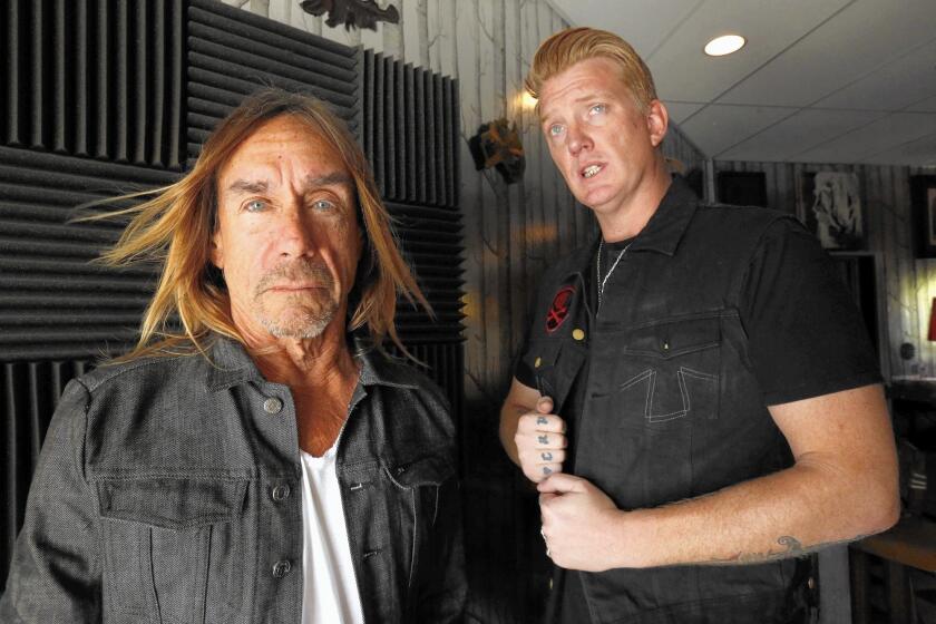 Iggy Pop, left, and Josh Homme of Queens of the Stone Age teamed to work on Pop's latest album, "Post Pop Depression." They were photographed at Pink Duck studies in Burbank on March 2, 2016.