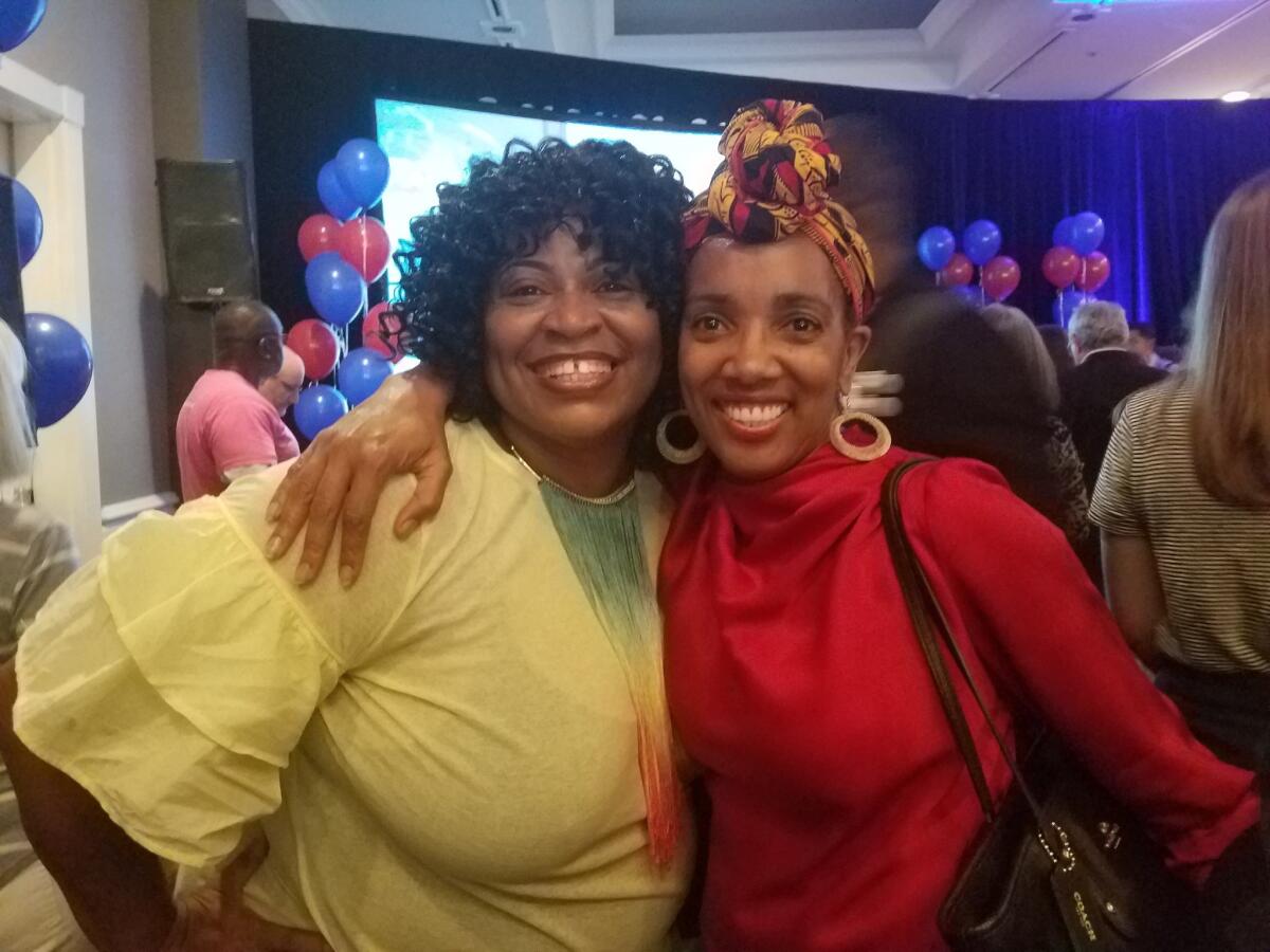 Jon Ossoff supporters Carolyn Hill and Candace Walker.