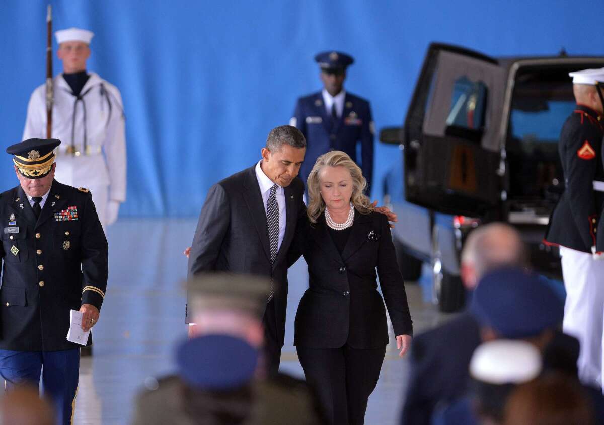 President Obama with then-Secretary of State Hillary Clinton in 2012. Economist Ray C. Fair's 2016 presidential election forecast does not favor the Democrats.