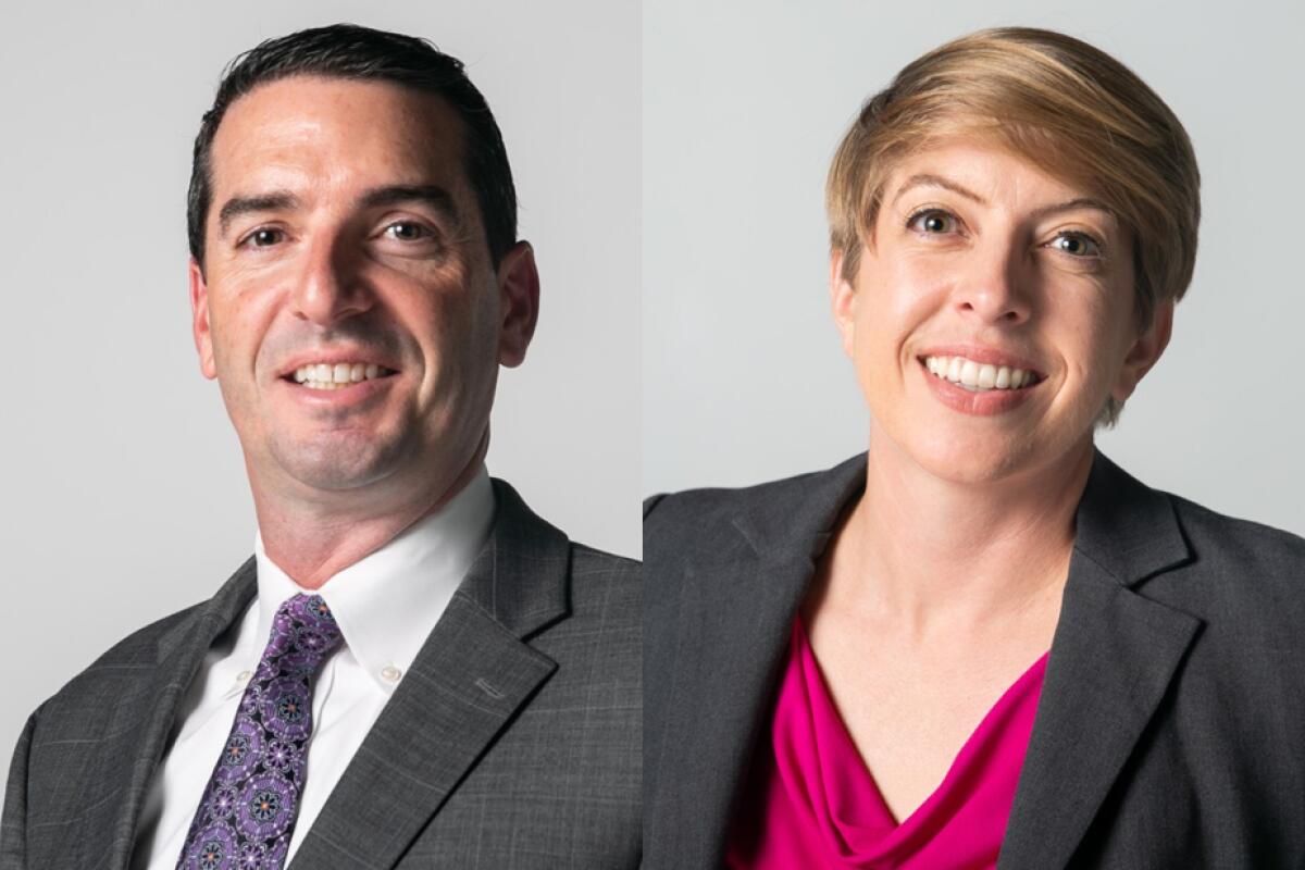 Joe Leventhal, left, and Marni von Wilpert, right, candidates for San Diego City Council District 5
