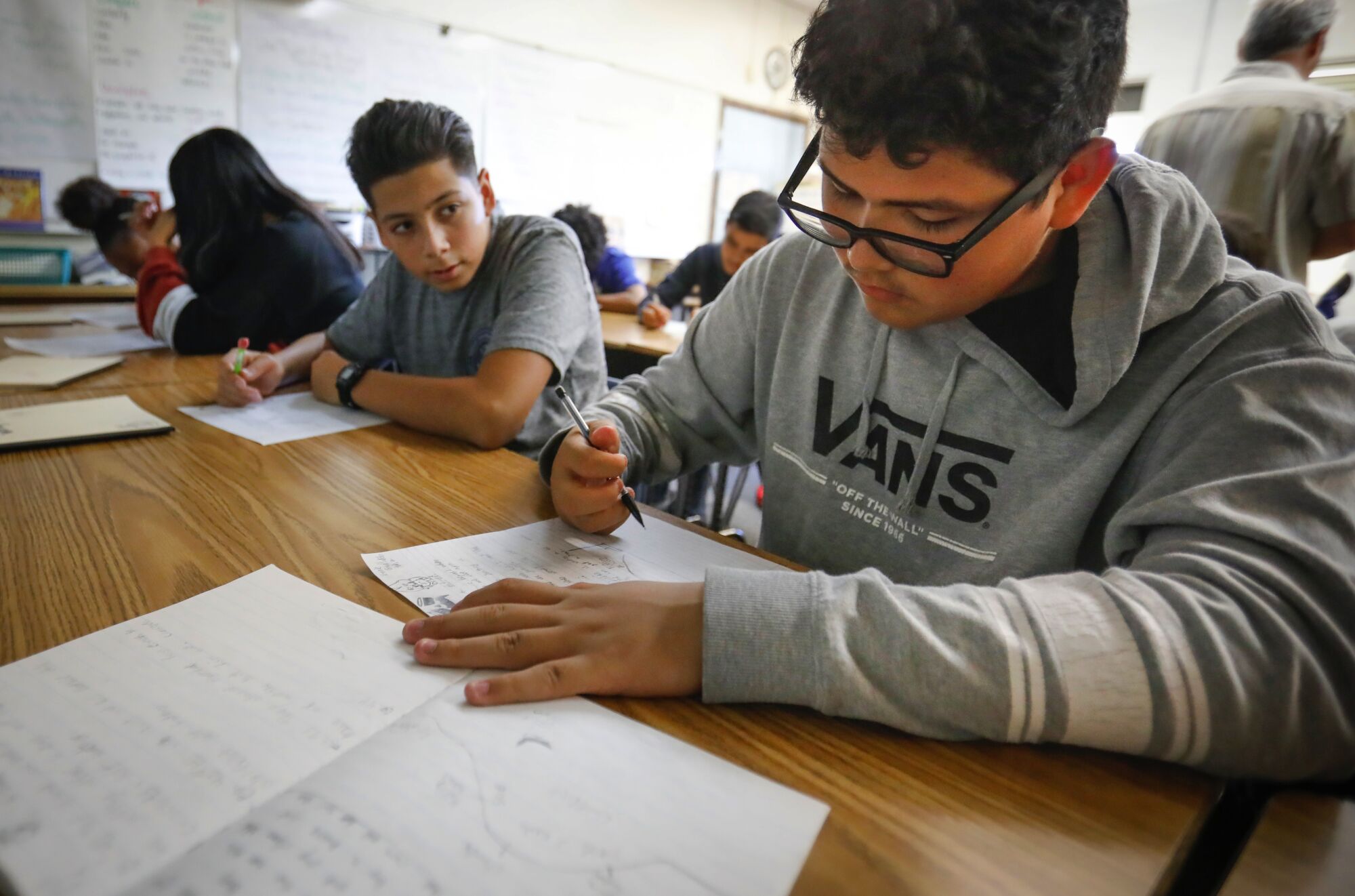 Eighth-graders at Wilson Middle School in the San Diego Unified School District in November. h