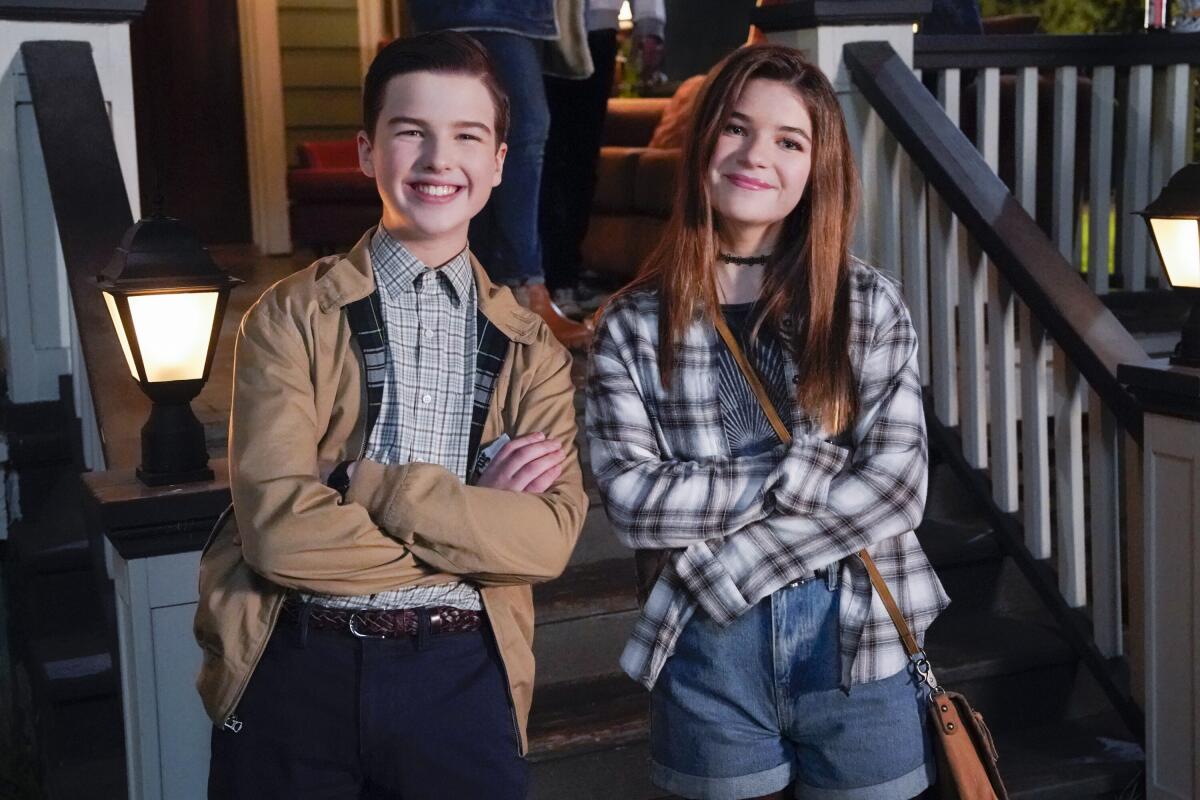 Iain Armitage and Raegan Revord in "Young Sheldon" on CBS.