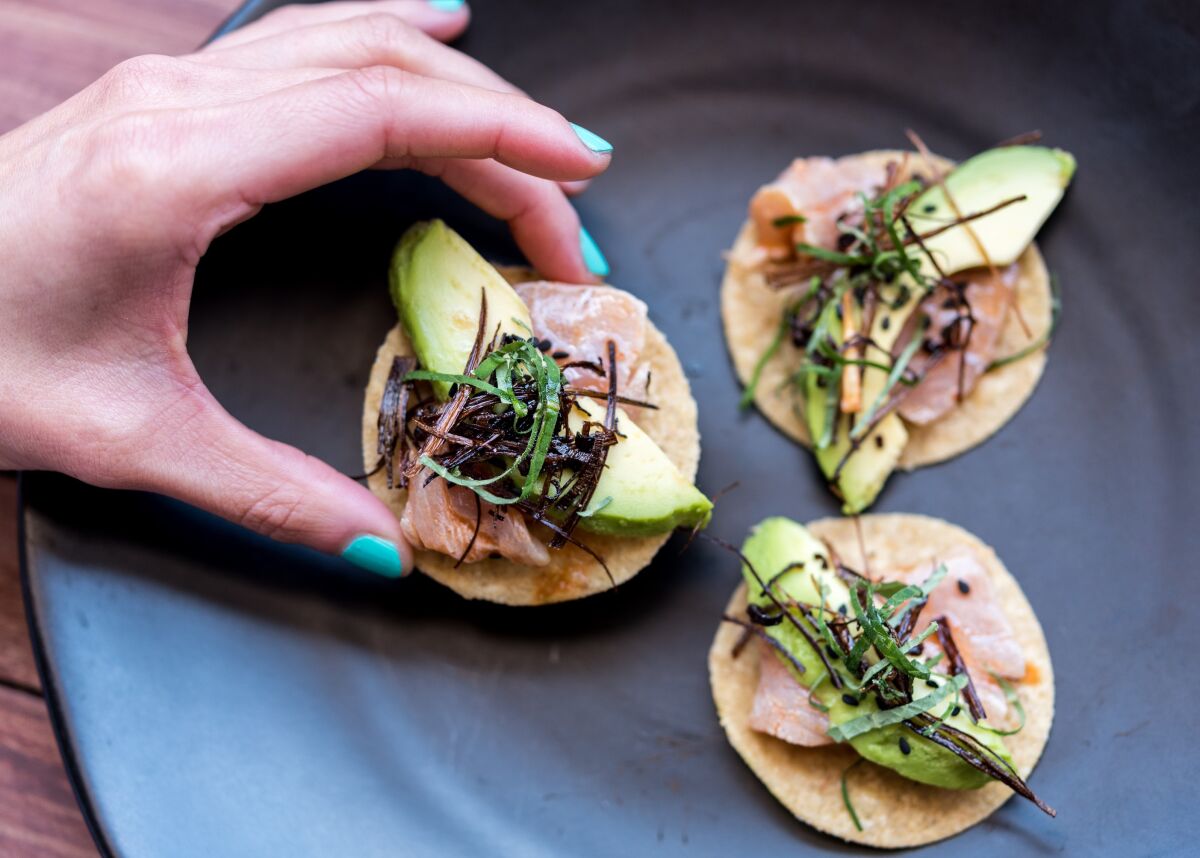 Tahona's ahi tostadas, inspired by Contramar chef Gabriela Cámara, are the perfect little bite.