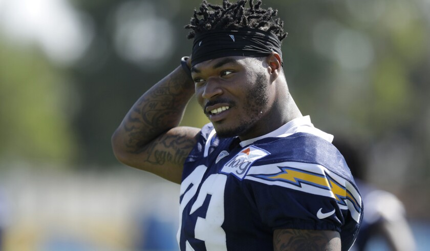 Chargers safety Derwin James, shown in 2018, is expected to miss several weeks after injuring his right foot Thursday during practice.