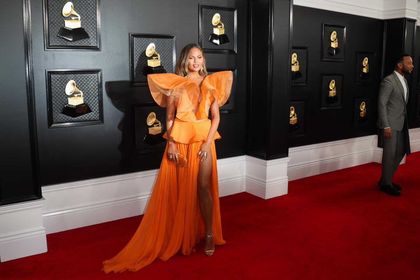 orange dress grammys Giuliana Rancic Orange Lace Prom Dress Grammys