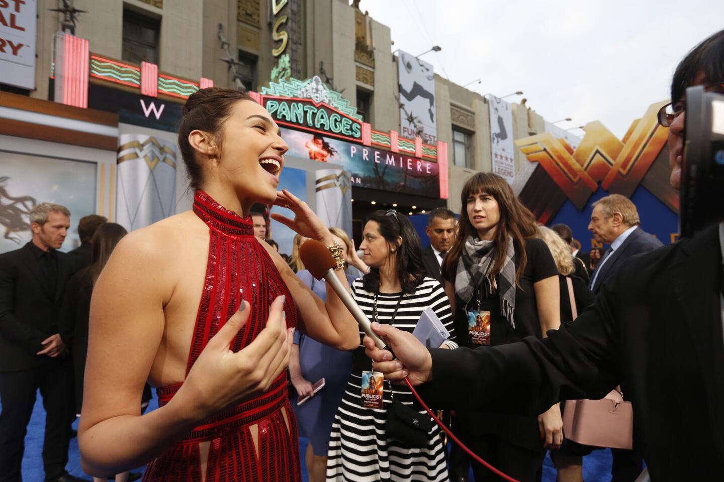 Actress Gal Gadot, who plays Wonder Woman, at the premiere for the movie at the Pantages Theatre in Hollywood on May 25, 2017.