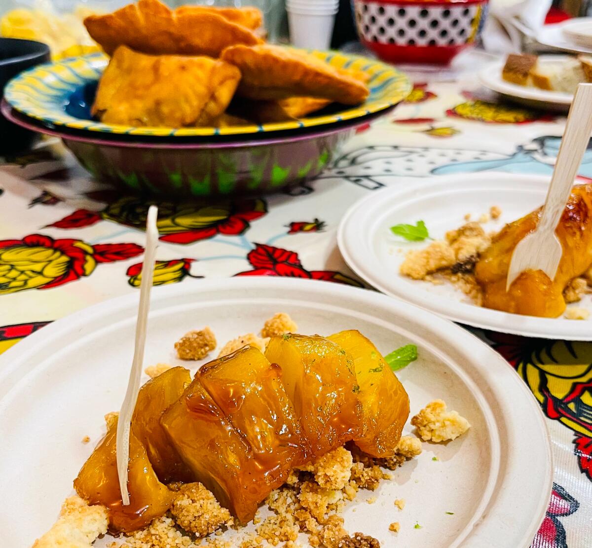 Chef Anto Cocagne's spiced pineapple with cassava crumble.