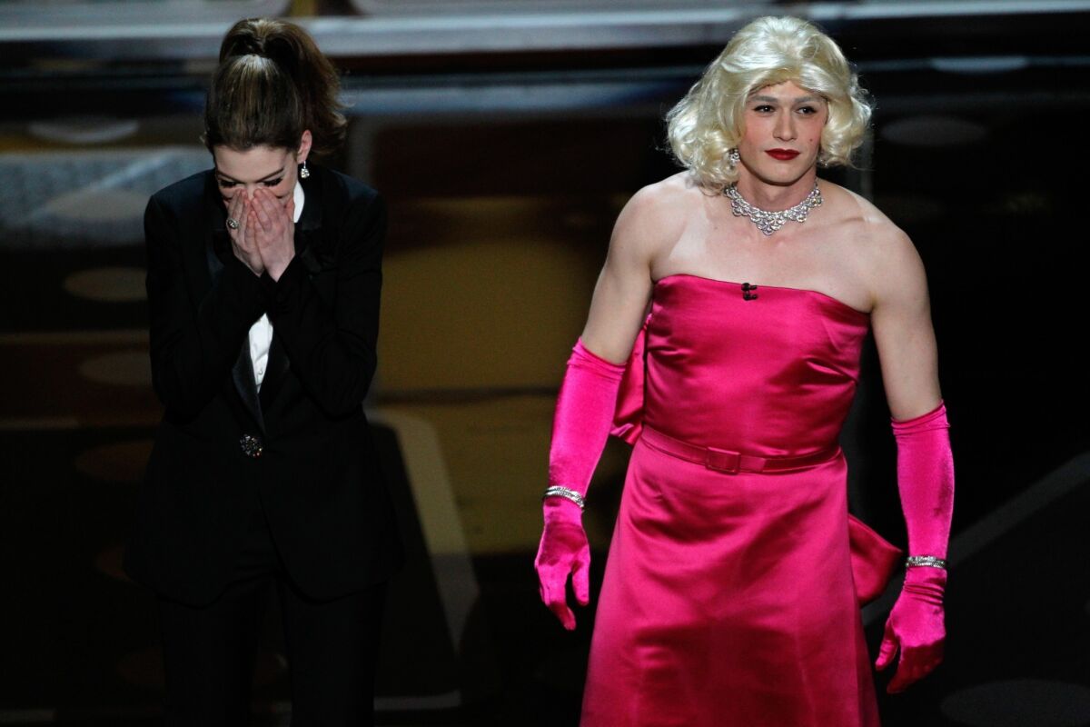 In a play to attract a younger audience, actors James Franco and Anne Hathaway were paired to host the 83rd Academy Awards. Unfortunately, most people agreed the show was a bust. Hathaway gave an honest effort, and even looked like she was trying to overcompensate for Franco, who at best could be described as not mentally present. Franco tried to defend his performance to David Letterman, saying that his former co-host "is so energetic, I think the Tasmanian Devil would look stoned standing next to Anne Hathaway."
