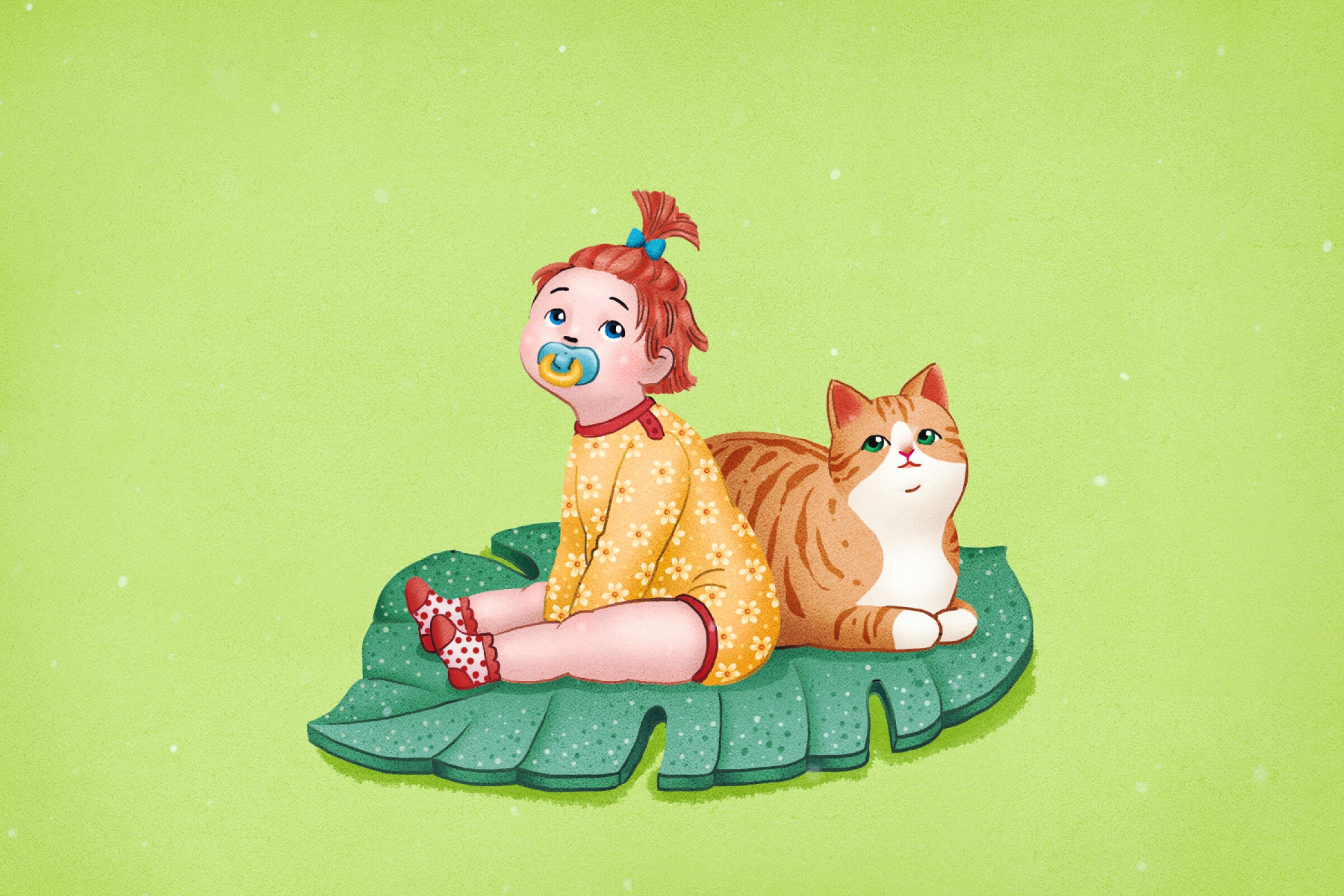 Kids and pets illustration