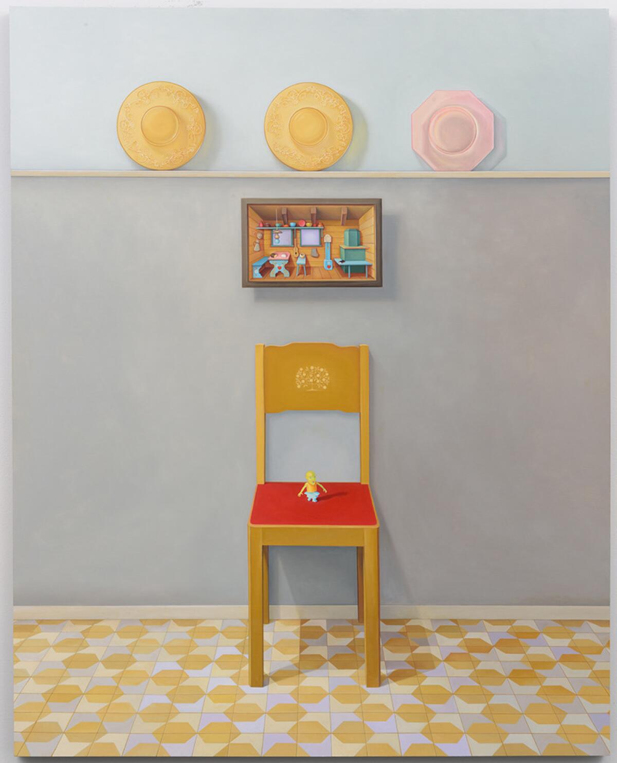Laura Lasworth's "Heirlooms," 2015-16, oil on wood panel, 60 inches by 47.75 inches. (Lora Schlesinger Gallery)