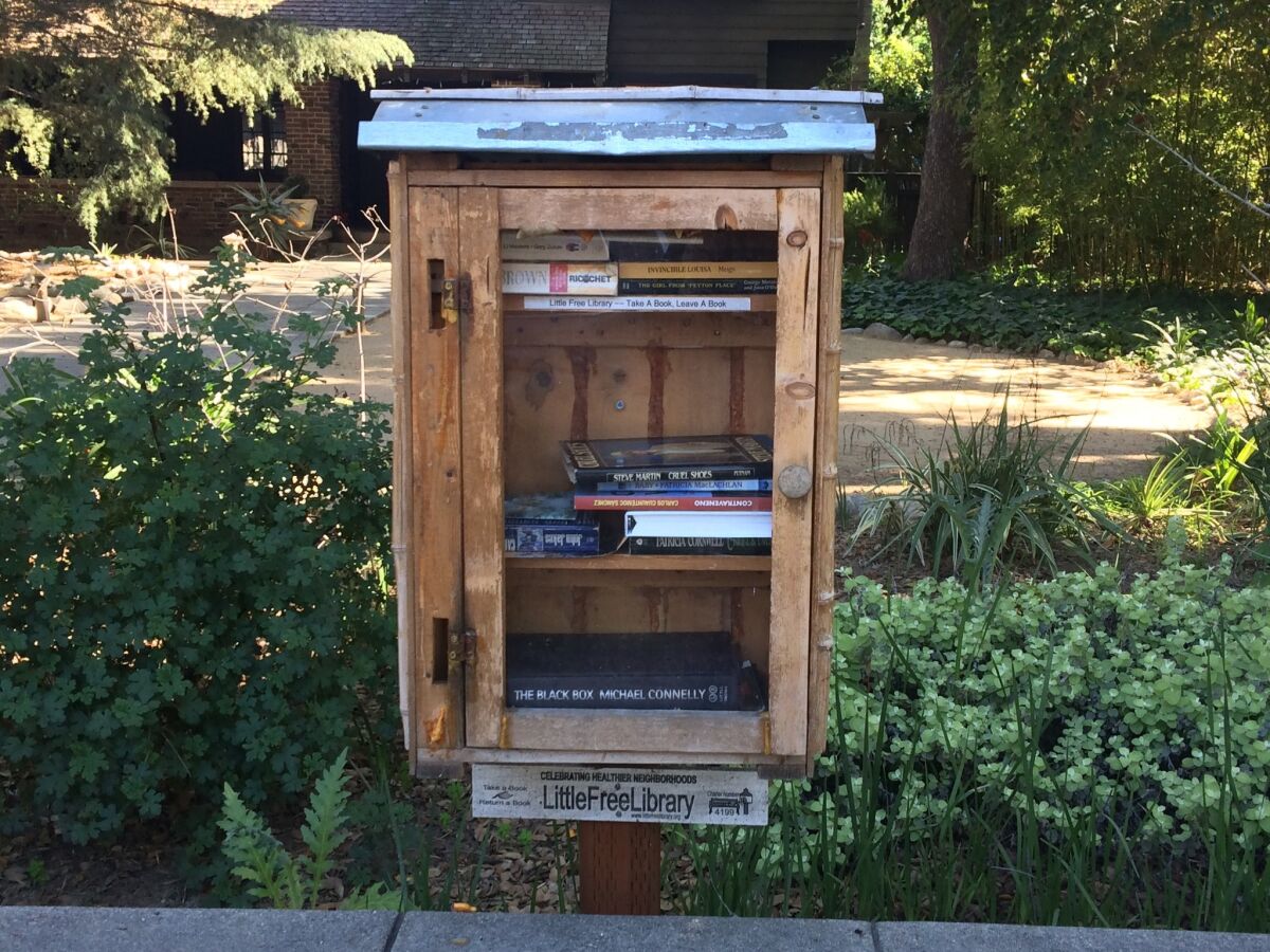 A Little Free Library in Pasadena. The bulk of the structures are in U.S. suburbs.
