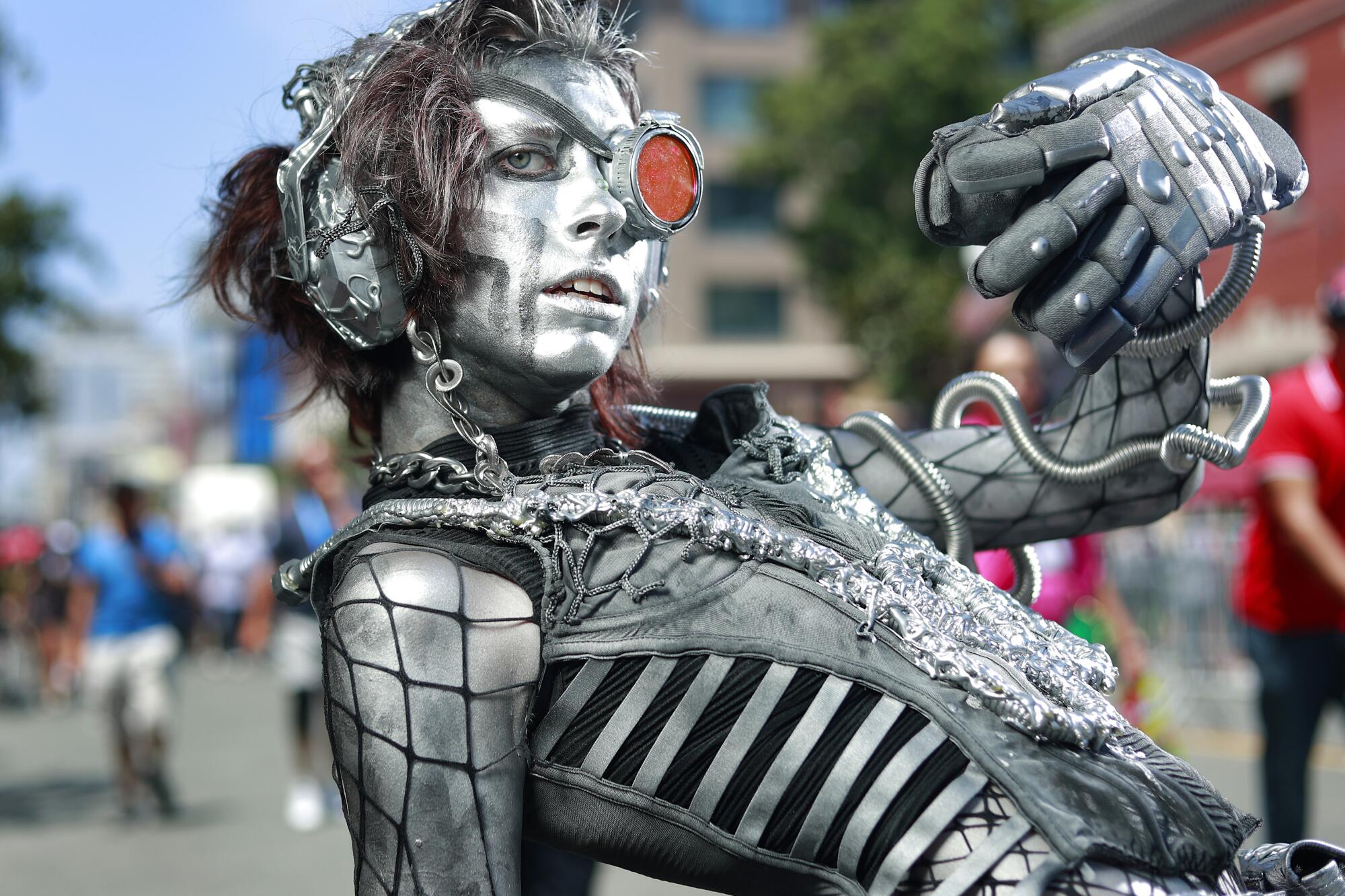 Anya Aston of Fallbrook dressed as a cyborg at Comic-Con in San Diego.
