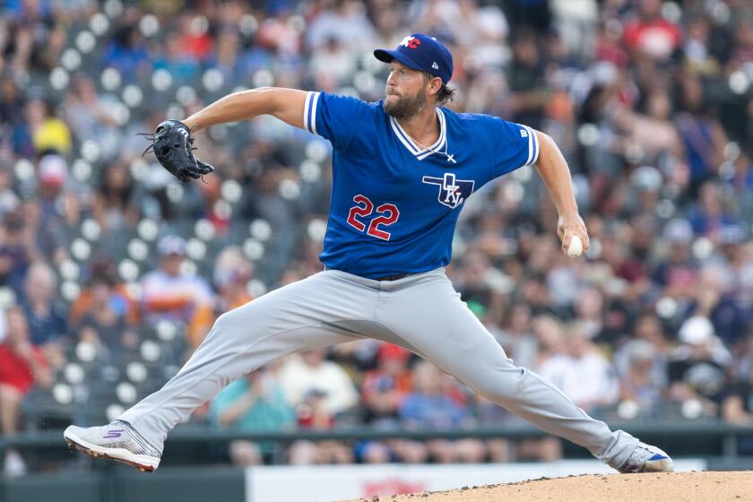 ROUND ROCK, TX - JULY 19: Clayton Kershaw #22 of the Los Angeles Dodgers starts.