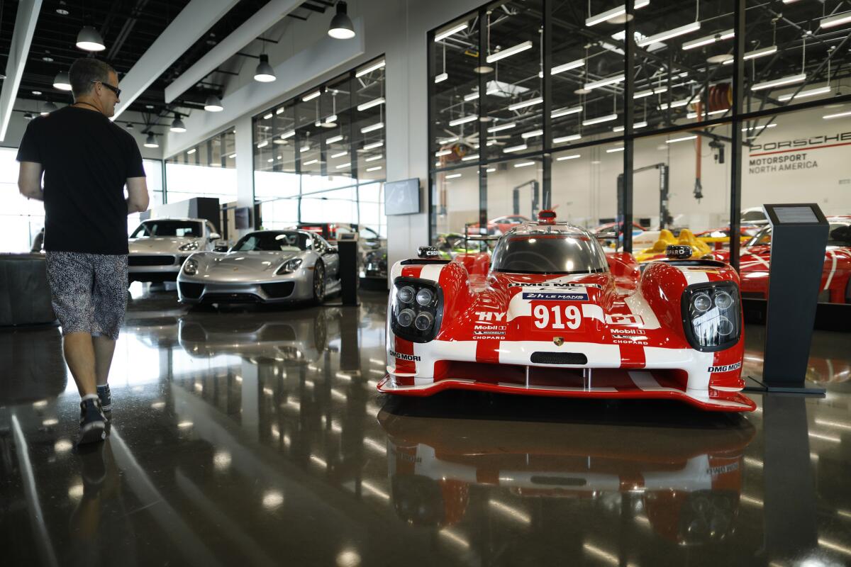 The Porsche Experience Center lobby is also a gallery of historic Porsches.