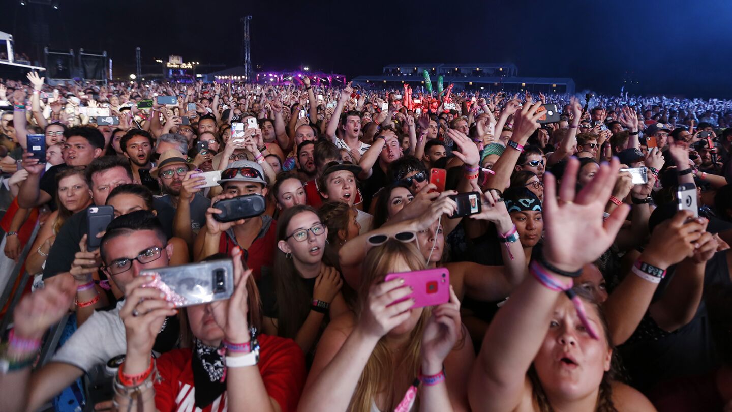 Fans cheer on the band Imagine Dragons at KAABOO Del Mar on Saturday, September 15, 2018. (Photo by K.C. Alfred/San Diego Union-Tribune)