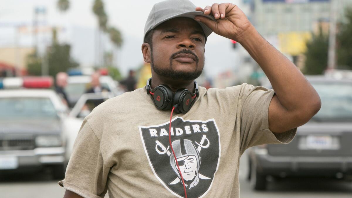 Director F. Gary Gray on the set of "Straight Outta Compton".