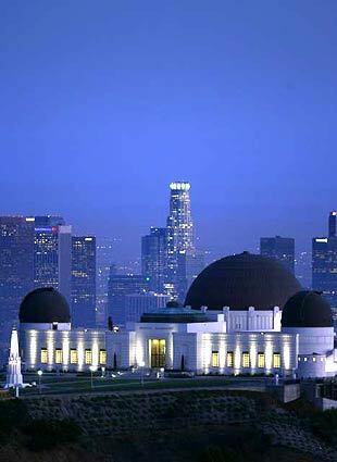 From outside, the observatory offers views of the Hollywood Hills to the north, mountains to the east and a glimpse of the Pacific Ocean to the west.