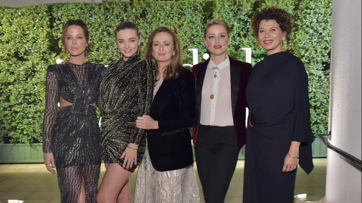 From left, Kate Beckinsale, Miranda Kerr, Lucy Yeomans, Amber Heard and Donna Langley at the Incredible Women Gala.