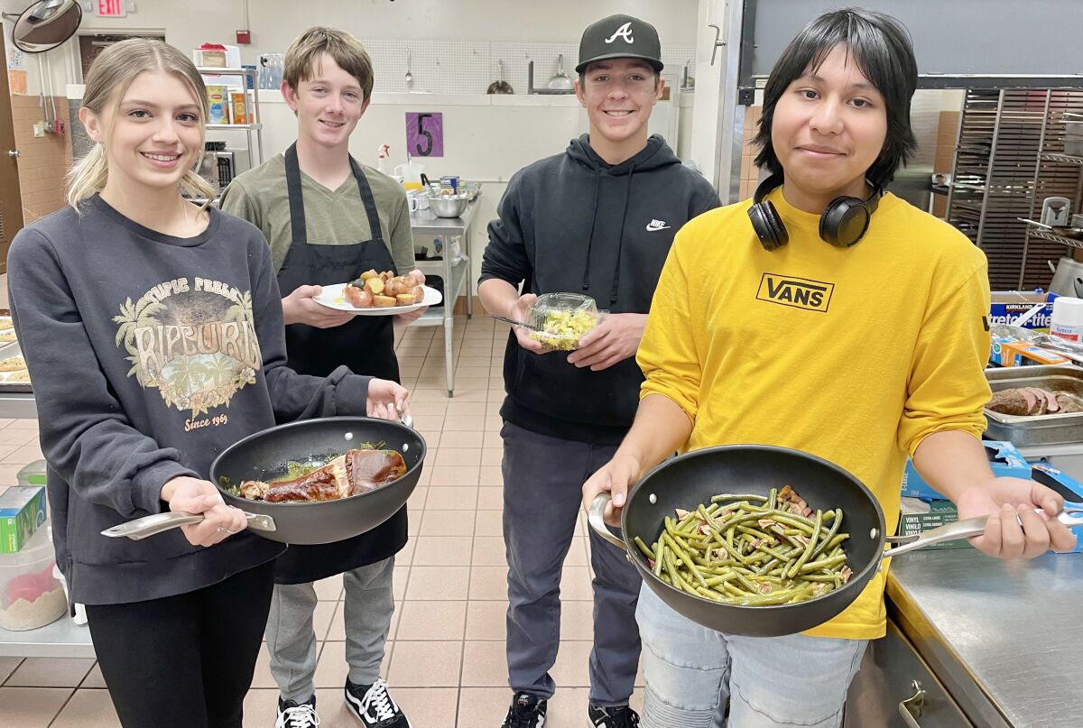 Ramona High culinary arts students are, from left, Katherine Castillo, William George, Landon Cormier and Brandon Cabrillo.