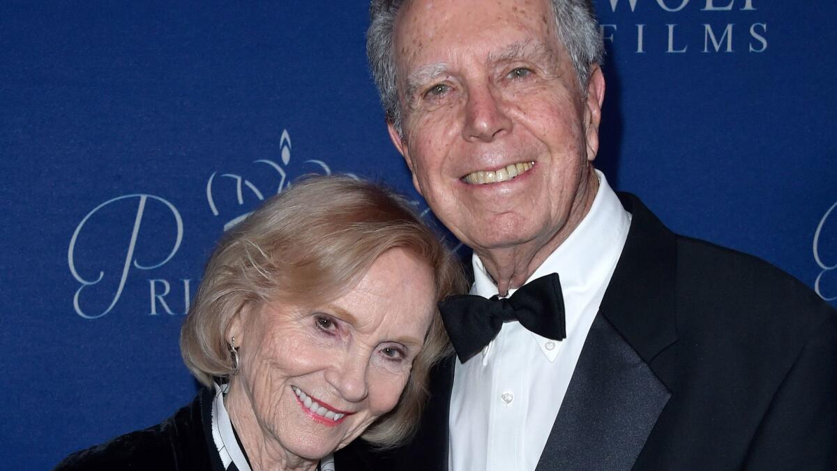 Actress Eva Marie Saint and director Jeffrey Hayden attend the Princess Grace Awards Gala at the Beverly Wilshire Four Seasons Hotel in 2014.