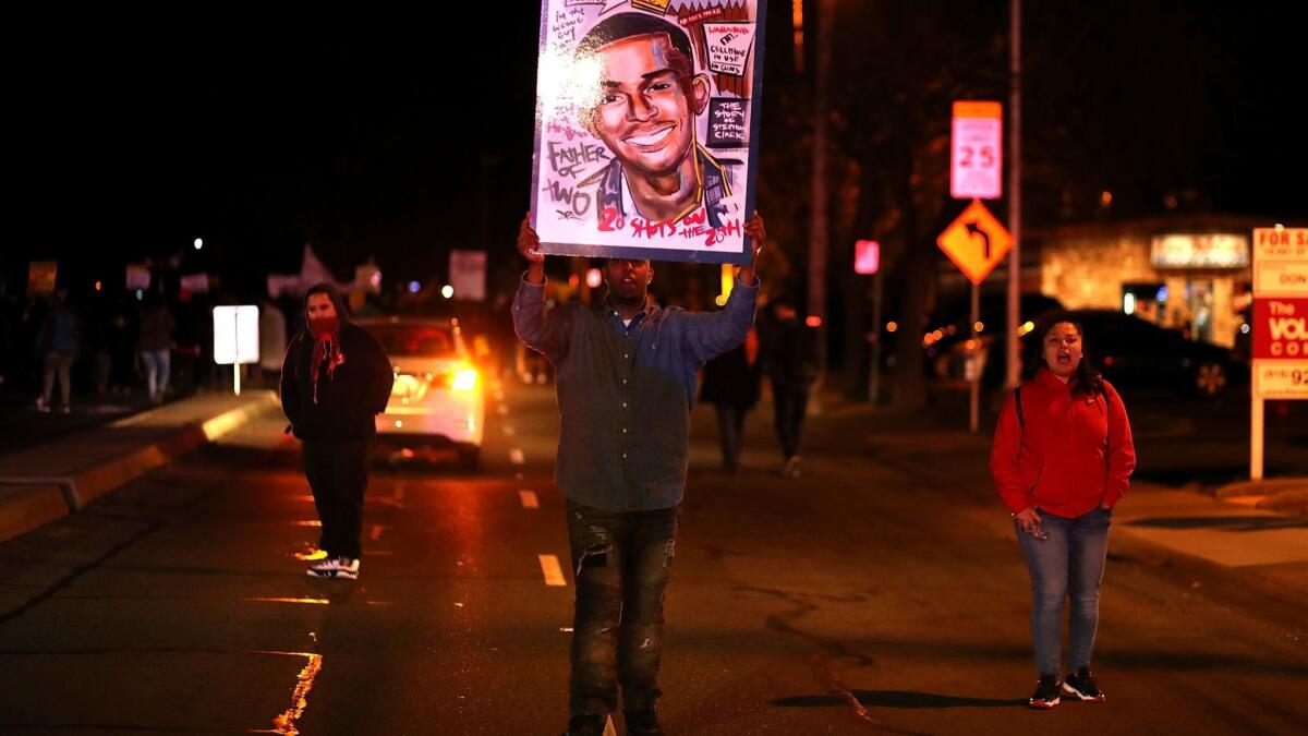 Black Lives Matter protesters rally Friday night in Sacramento.