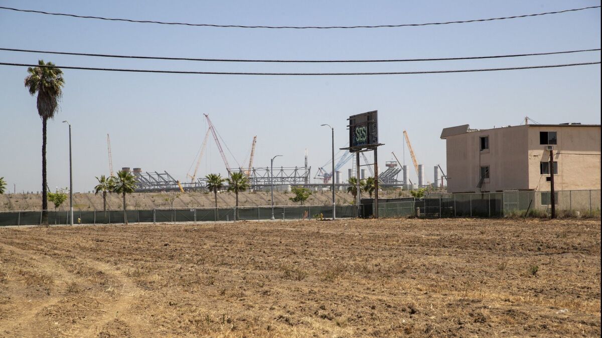 The site of the proposed Clippers arena project in Inglewood.