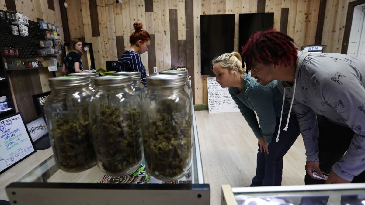 Marijuana for sale at the Greenlight Discount Pharmacy in Sylmar this past April.