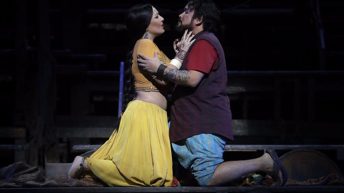 Nino Machaidze as Leïla and Javier Camarena as Nadir in the Los Angeles Opera production of Bizet's "The Pearl Fishers."
