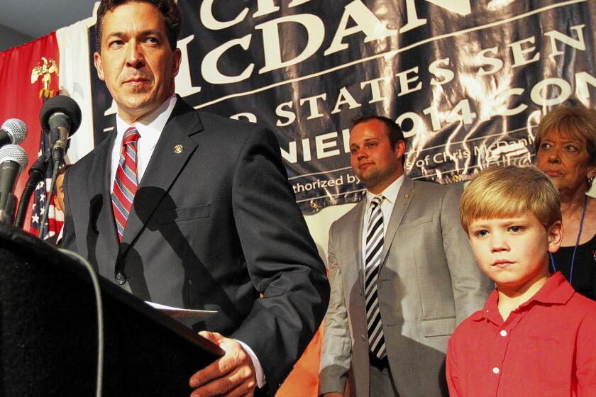 Chris McDaniel, addressing supporters during the June 24 GOP primary runoff for Sen. Thad Cochran's seat in Mississippi, is poised to launch an unprecedented legal challenge over the results.