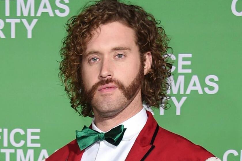 T.J. Miller, pictured at the Dec. 7 Los Angeles premiere of "Office Christmas Party," was arrested Friday morning, but will keep his gig hosting Sunday's Critic's Choice Awards.