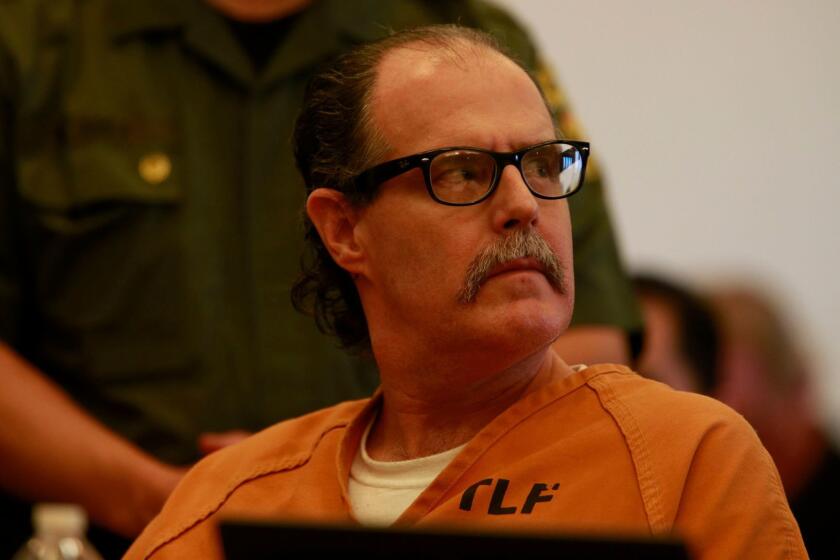 SANTA ANA, CA MARCH 12, 2015 -- Scott Dekraai appears during a court hearing Thursday March 12, 2015, to determine if he will be spared the death penalty. On Oct. 12, 2011, Dekraai -- wearing a bulletproof vest and armed with three semiautomatic handguns -- opened fire in a Seal Beach hair salon where his ex-wife worked.