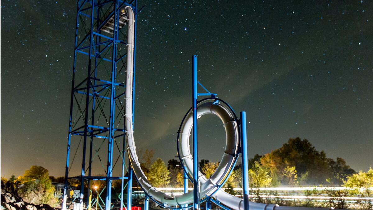 A 90-foot-tall prototype of the Sky Caliber vertical looping water slide has been built in Missouri.