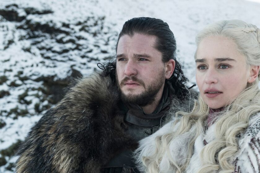 Season 8: Kit Harington (Jon Snow), Emilia Clarke (Daenerys Targaryen) on GAME OF THRONES. photo: Helen Sloane/HBO