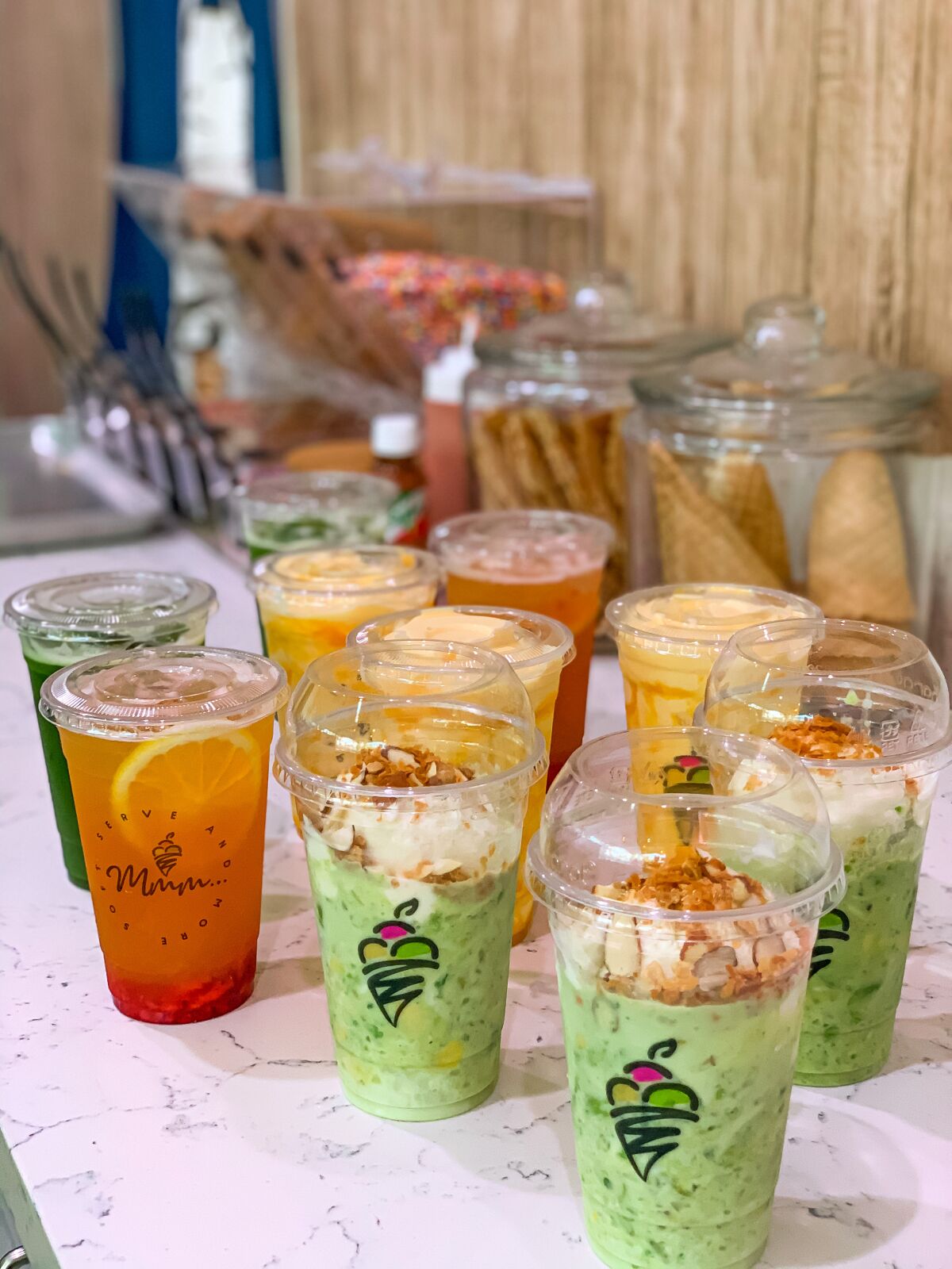 Mmm Gelato offers a variety of matcha, mango and other fruit drinks.