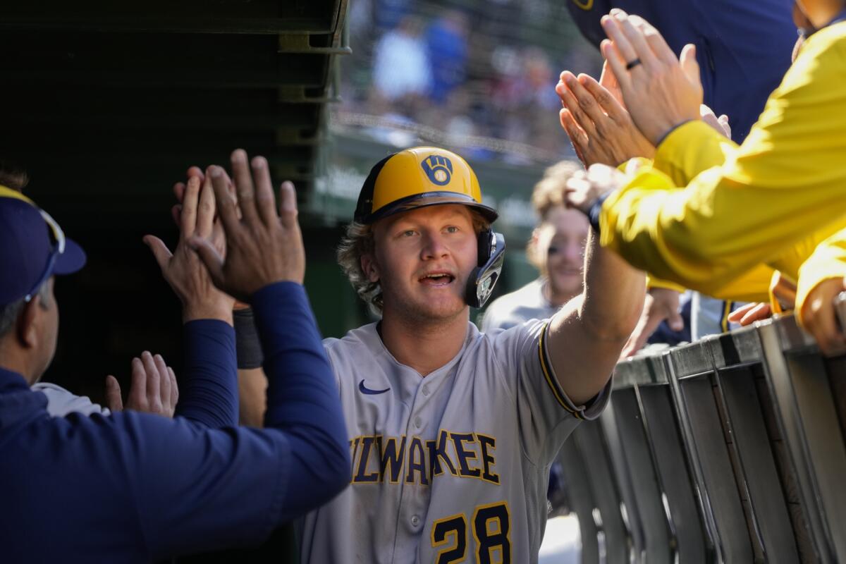 Winker drives in 3 as Brewers beat Taillon, Cubs 9-5 - The San Diego  Union-Tribune