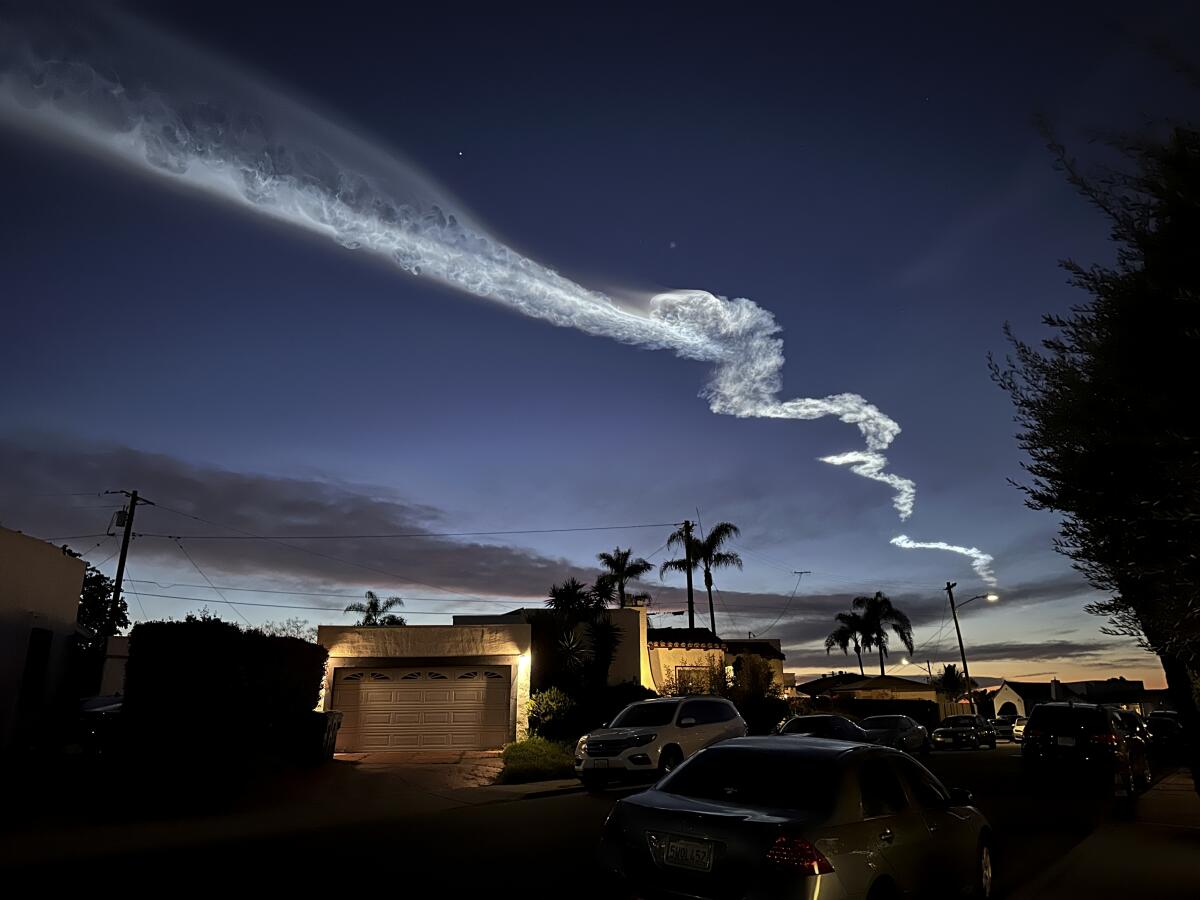 A contrail from a SpaceX rocket.