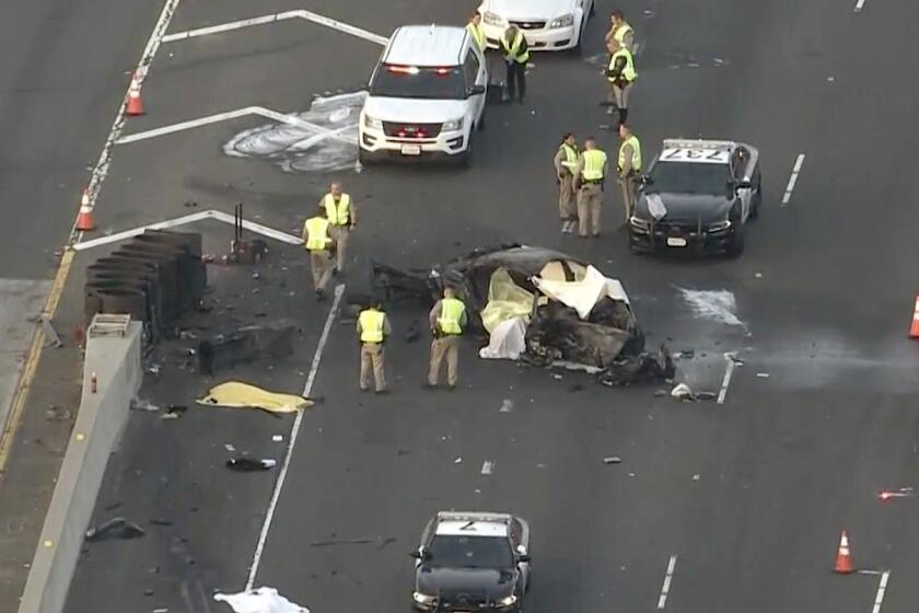 An investigation is underway after a sole vehicle crash on the 710 Freeway killed five people.