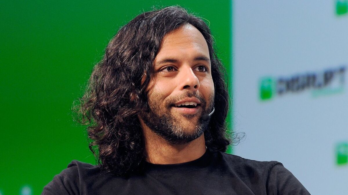 Robinhood co-founder and co-CEO Baiju Bhatt speaks during TechCrunch Disrupt 2018 at the Moscone Center in San Francisco in September.