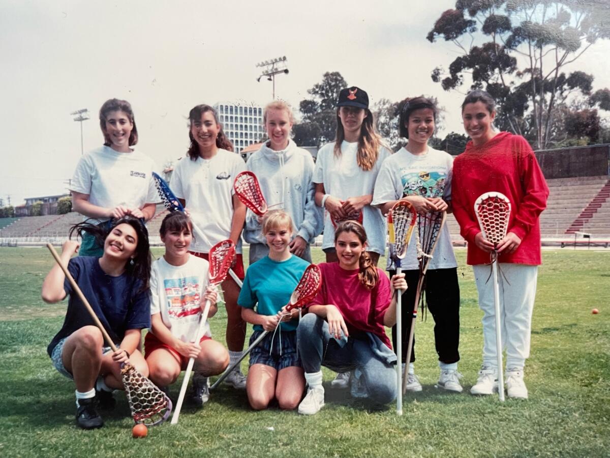 Sylvia Busby (bottom left) is seen in 1990 with the first La Jolla High School girls lacrosse team. She graduated in 1991.