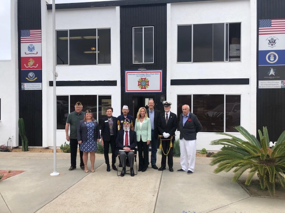 Participants at the Solana Beach VFW Post “Wall of Freedom” unveiling.