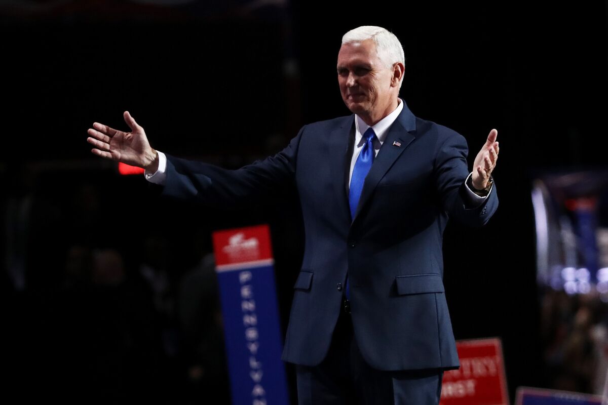 Vice President Mike Pence at the 2016 Republican National Convention in Cleveland. 