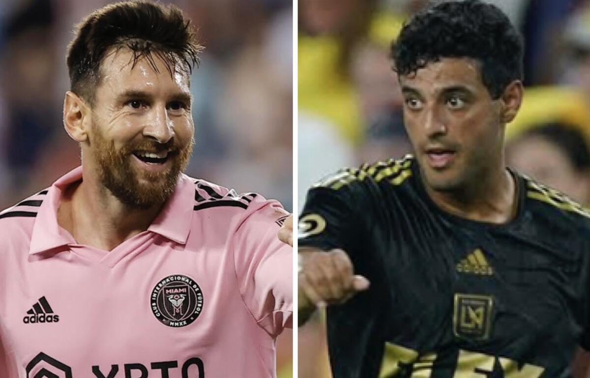 Lionel Messi (left) played against Carlos Vela (right) for the first time today.