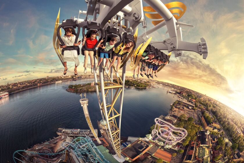 Concept art of the Ikaros drop tower coming to Sweden's Grona Lund theme park in 2017.