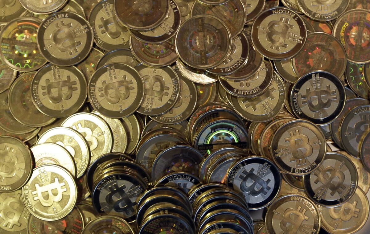 A pile of Bitcoin tokens.