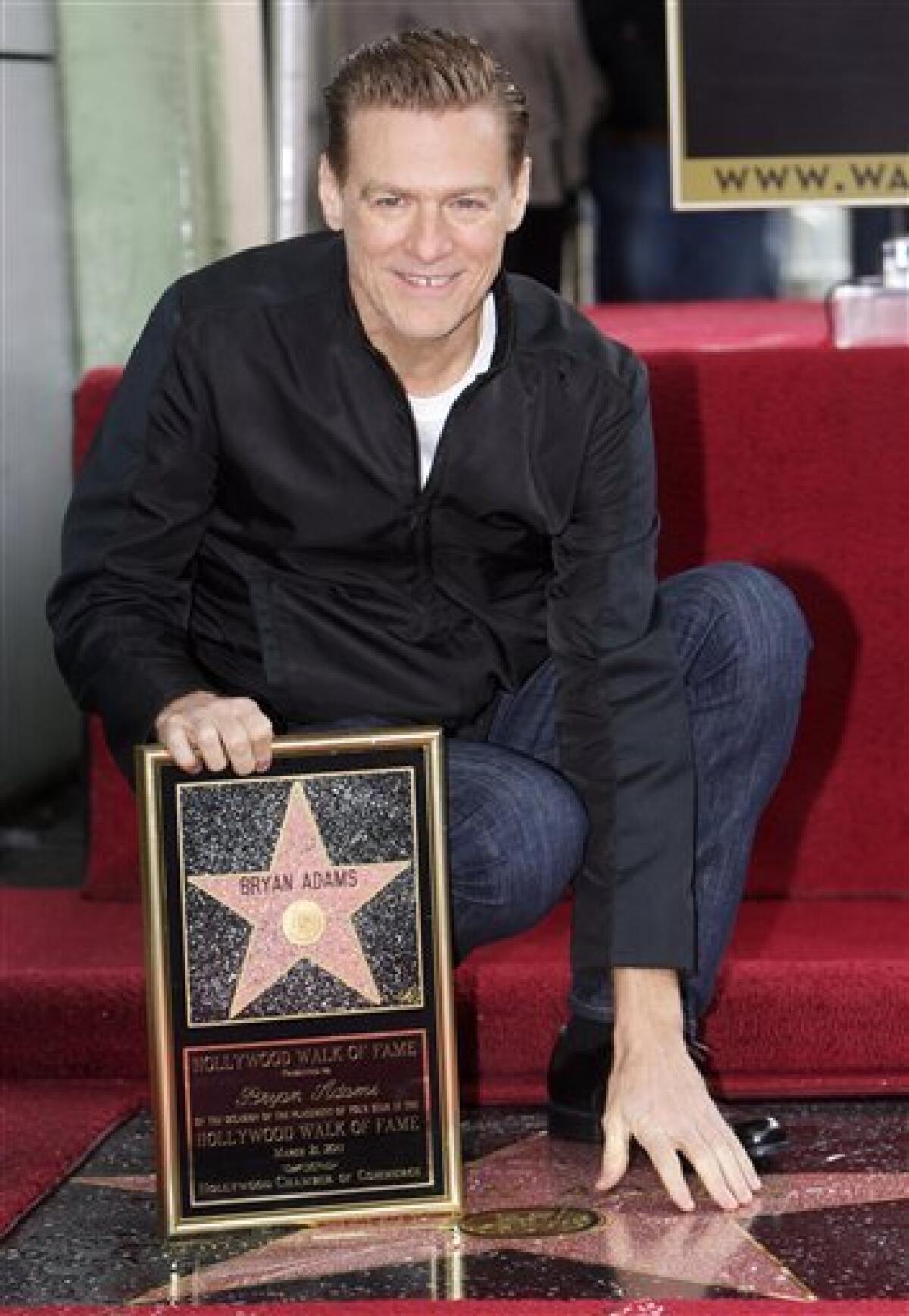 Canadian singer Bryan Adams gets Hollywood star - The San Diego