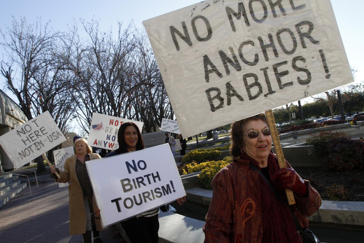 Protesters gathered in January to oppose a Chino Hills "maternity hotel," which allegedly housed women from China who traveled here to give birth to U.S. citizen babies.