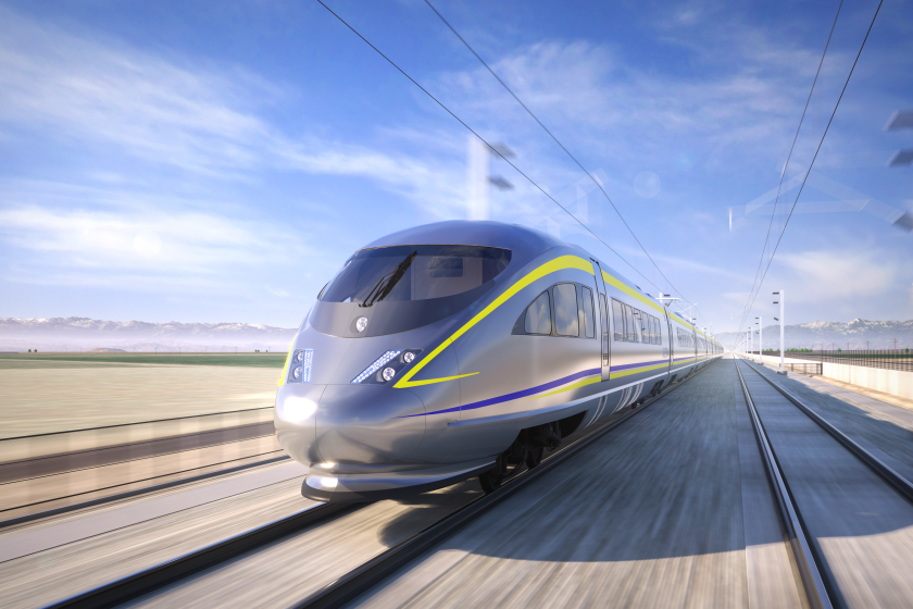 Rendering of the kind of electrified high-speed rail train California plans to run in the San Joaquin Valley.