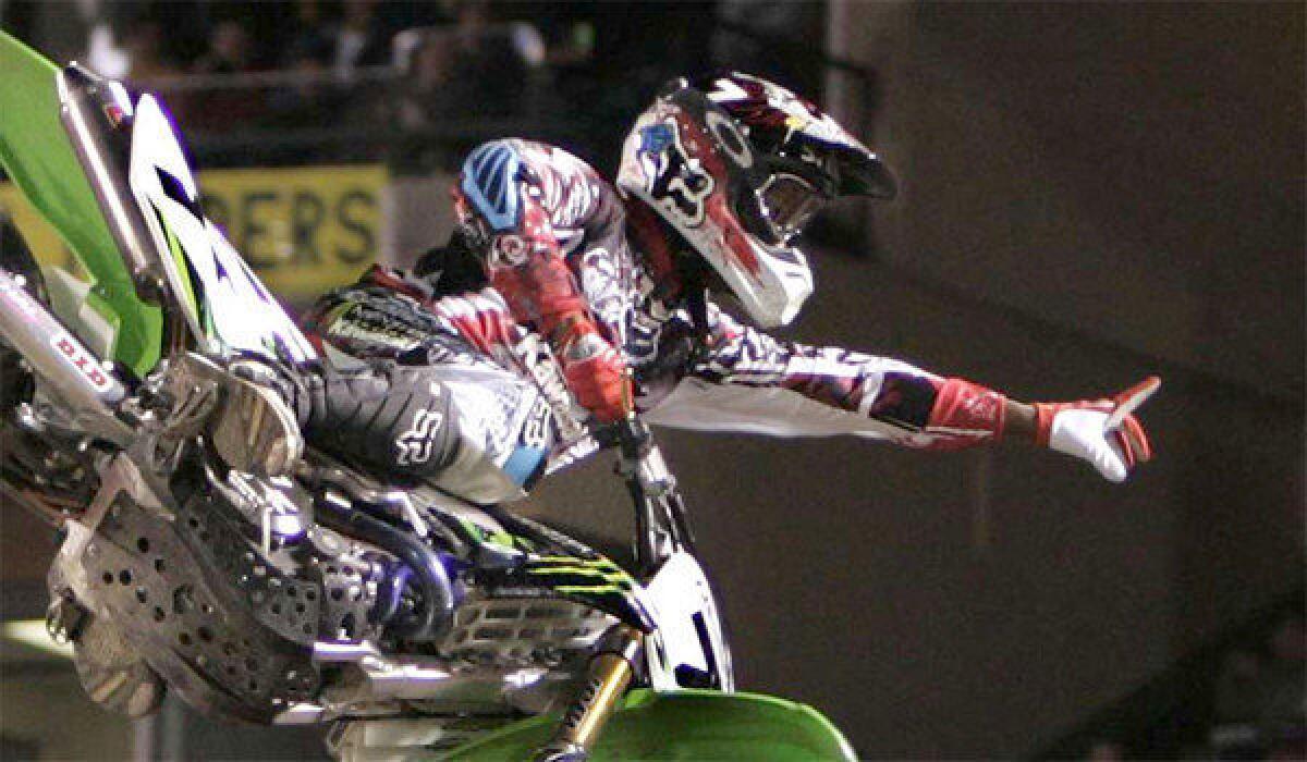 James Stewart finished fourth at the Monster Energy AMA Supercross Series at Angel Stadium on Saturday.