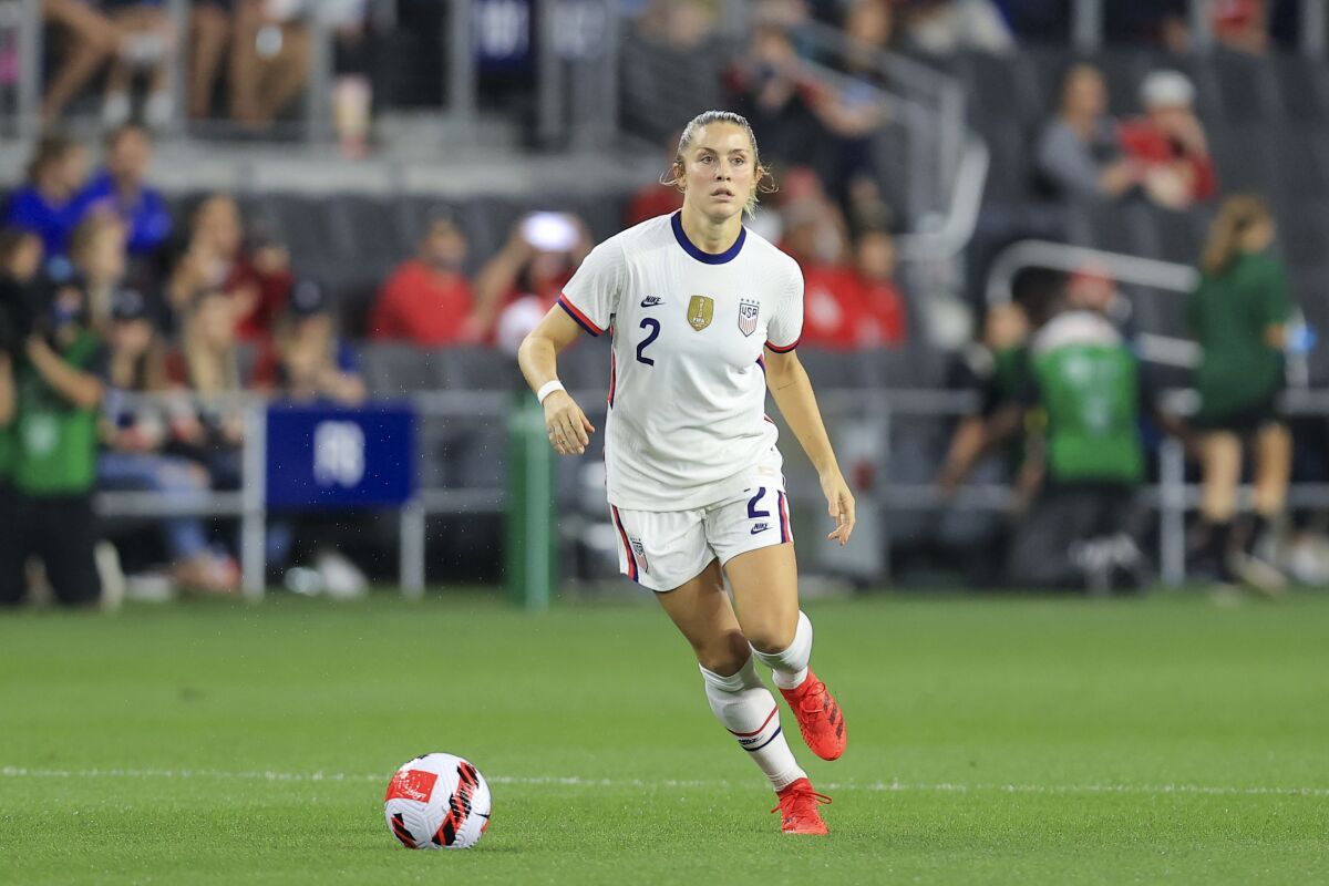 United States defender Abby Dahlkemper (2) during international friendly soccer match against Paraguay in September.